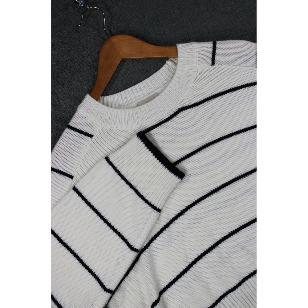 Industry Republic Clothing Striped Crewneck Sweater White Black Size Medium